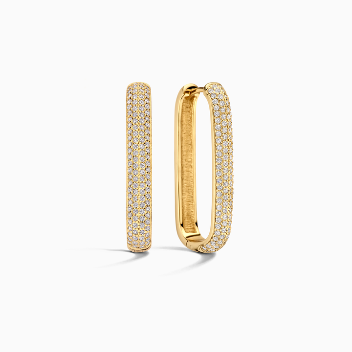 Pavé-shaped earrings with large icon 16k Gold - Elena Harper