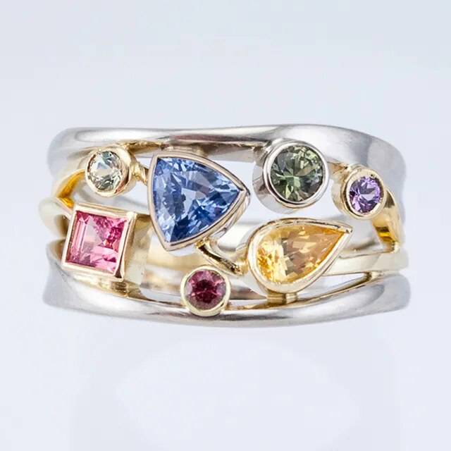 Kyla™ Vintage Colourful Ring by Emma & Rose Cape Town featuring sterling silver band with vibrant zirconia gemstones for women