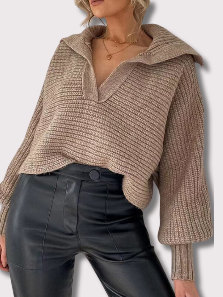 Knitted V-Neck Sweater Isolde - Elena Harper