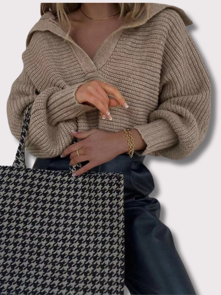 Knitted V-Neck Sweater Isolde, view 2 - Elena Harper