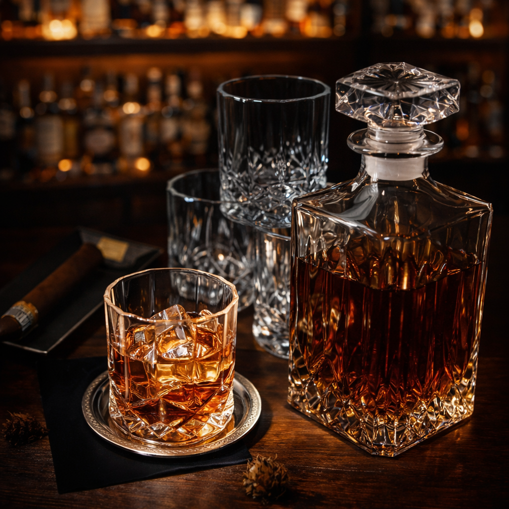Shane Whisky Bottle Set with Bottle and Glass, view 3 - Elena Harper