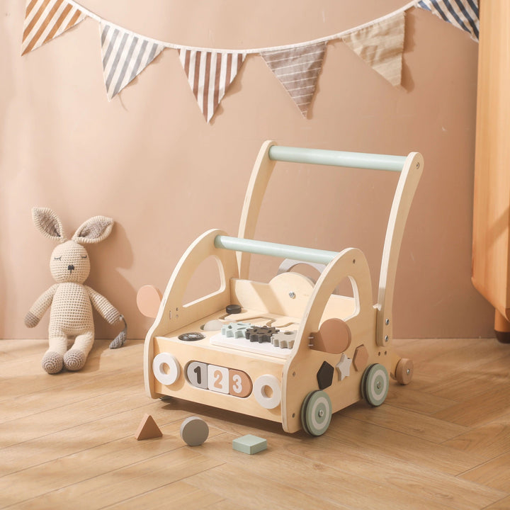 Wooden Walker with Montessori Toy Parts and Mirrors