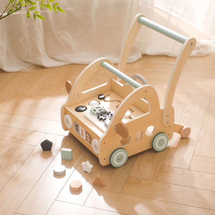 Wooden Walker with Montessori Toy Parts and Mirrors