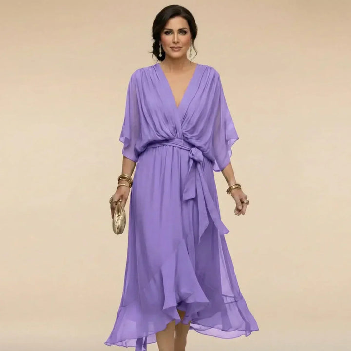 MARTA™ | CHIFFON DRESS WITH V-NECK