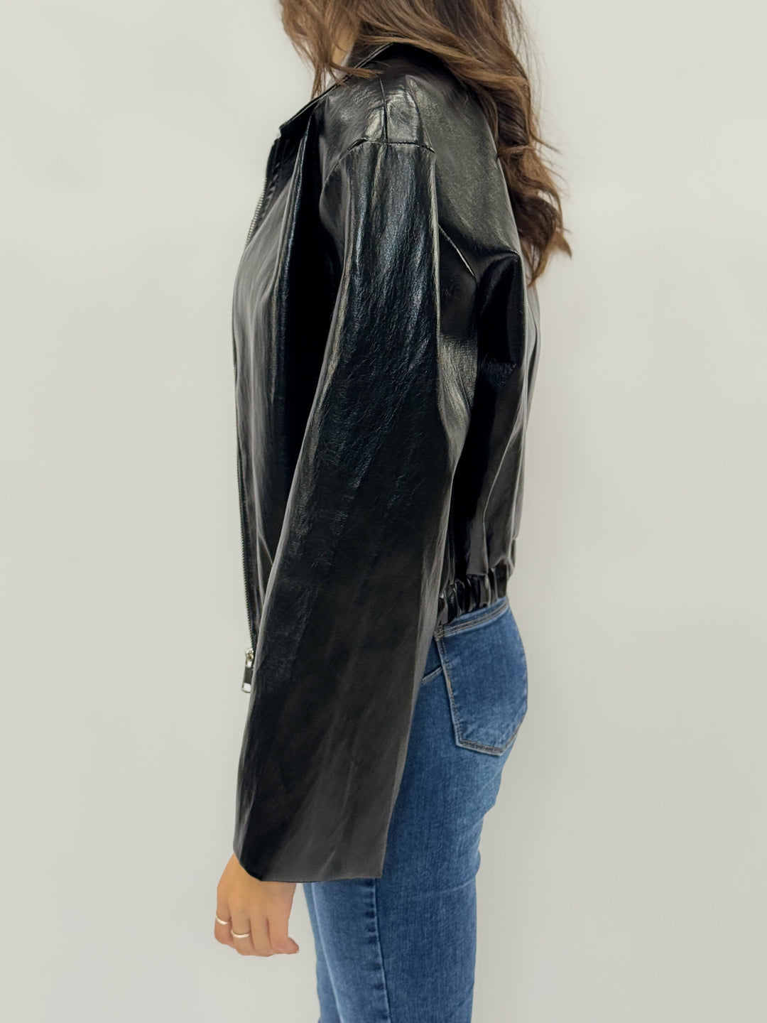Tamsin™  |  Black Patent soft luxurious fabrics Zip