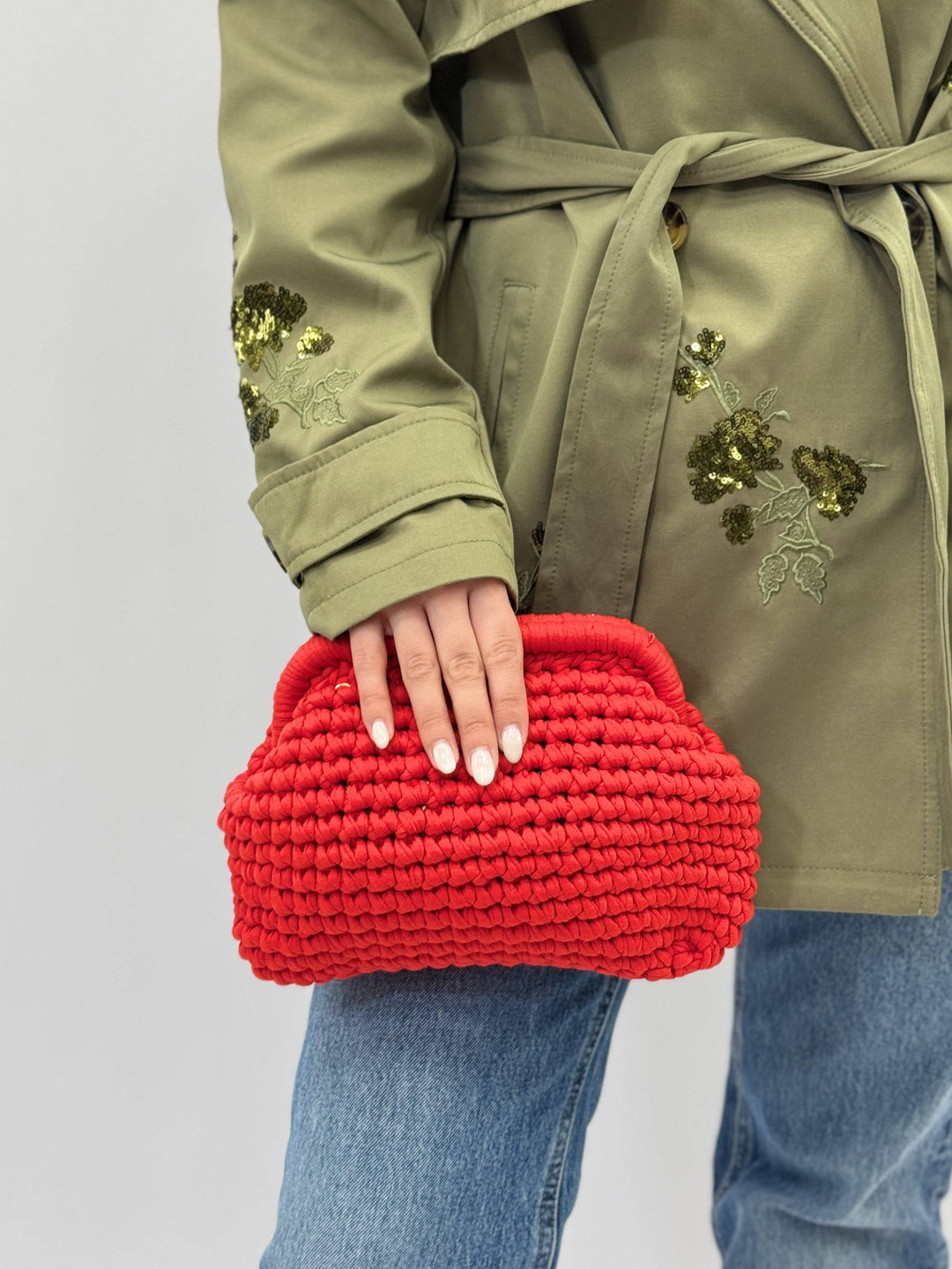 Fleur™ crochet bag by Emma & Rose Cape Town, artisan Italian borse with intricate crochet design and natural fiber texture.