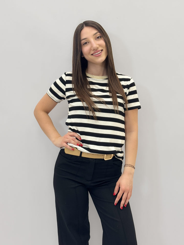 Dominique™  |  Striped T-shirt Lurex Details