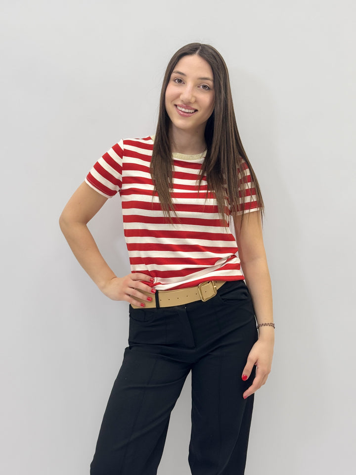 Dominique™  |  Striped T-shirt Lurex Details