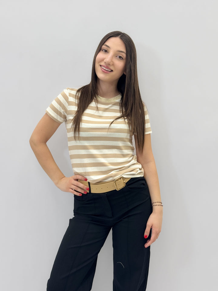 Dominique™  |  Striped T-shirt Lurex Details