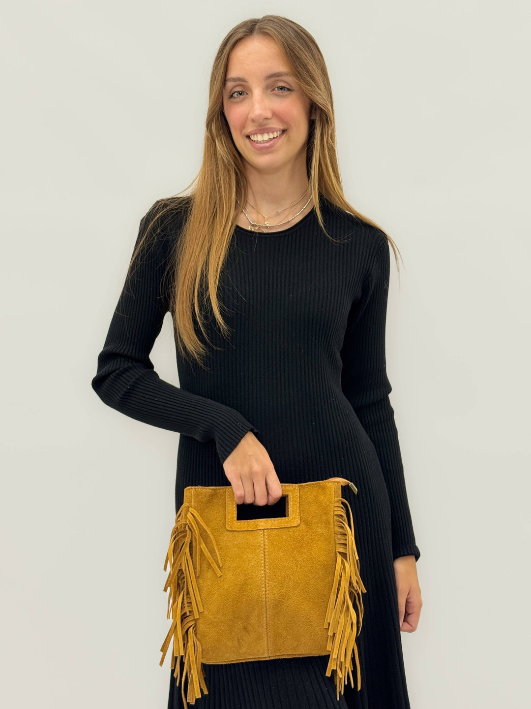 Elegant Elke™ suede leather bag by Emma & Rose Cape Town, featuring a stylish Italian-inspired design and soft suede finish.