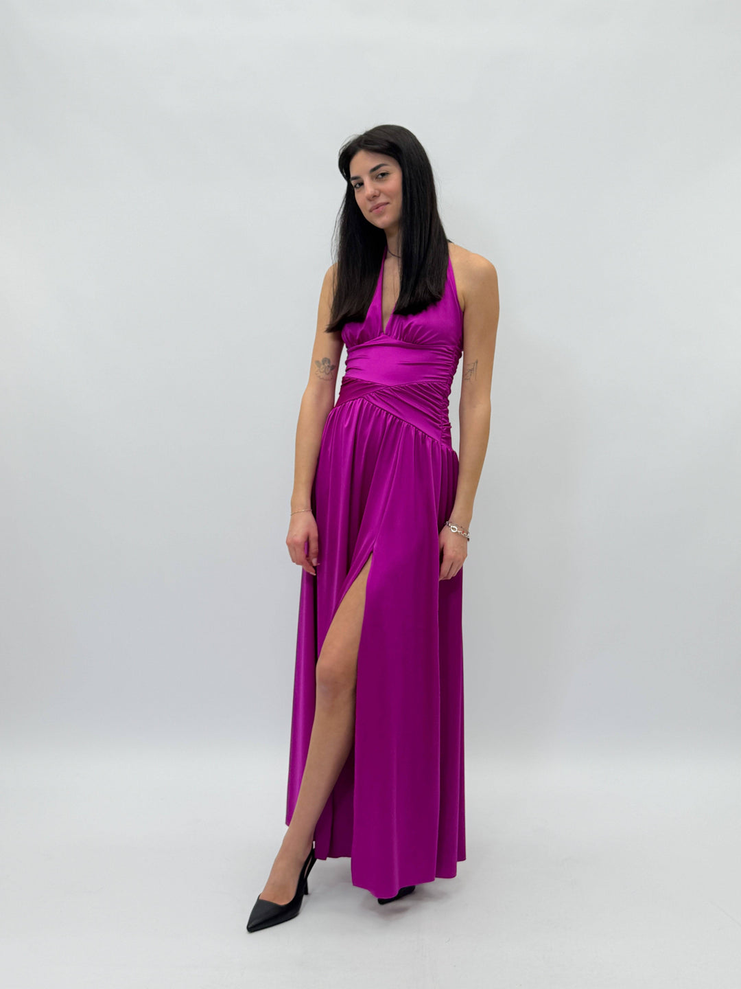 Elegant Michelle™ flowing dress by Emma & Rose Cape Town, shown in soft fabric with a graceful, flowing silhouette.
