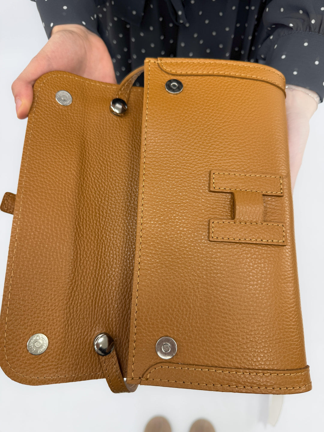 Anke™ genuine leather bag by Emma & Rose Cape Town featuring a sleek, elegant design with top handles and detailed stitching.