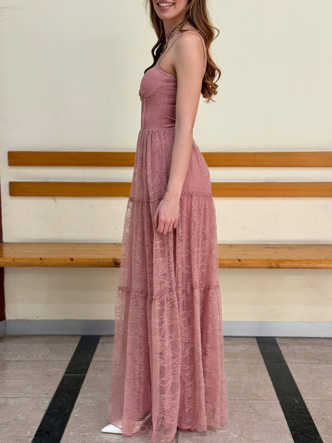 Tamsin™ Emma & Rose Cape Town long soft luxurious fabric bustier dress, elegant and flowing fabric with a fitted bodice.