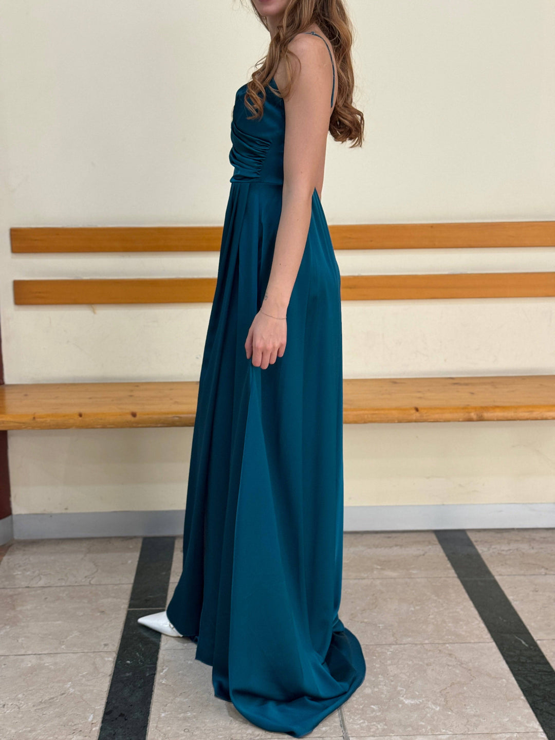 Elegant long Lize™ dress by Emma & Rose Cape Town featuring a stylish neckline, flowing fabric, and sophisticated design.