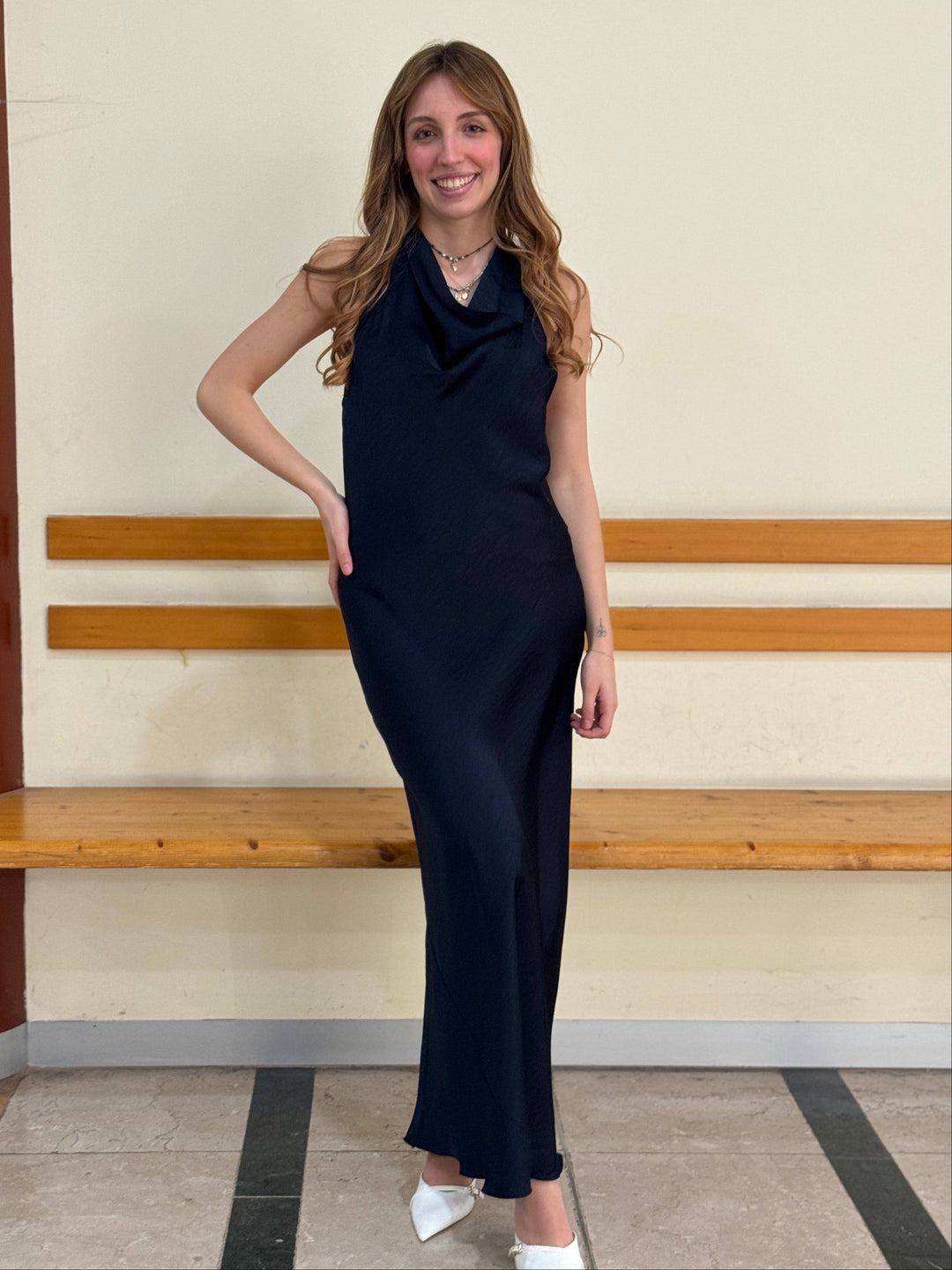 Emma & Rose Cape Town Ilse™ long dress with a soft, luxurious fabric and elegant neckline, perfect for stylish occasions.