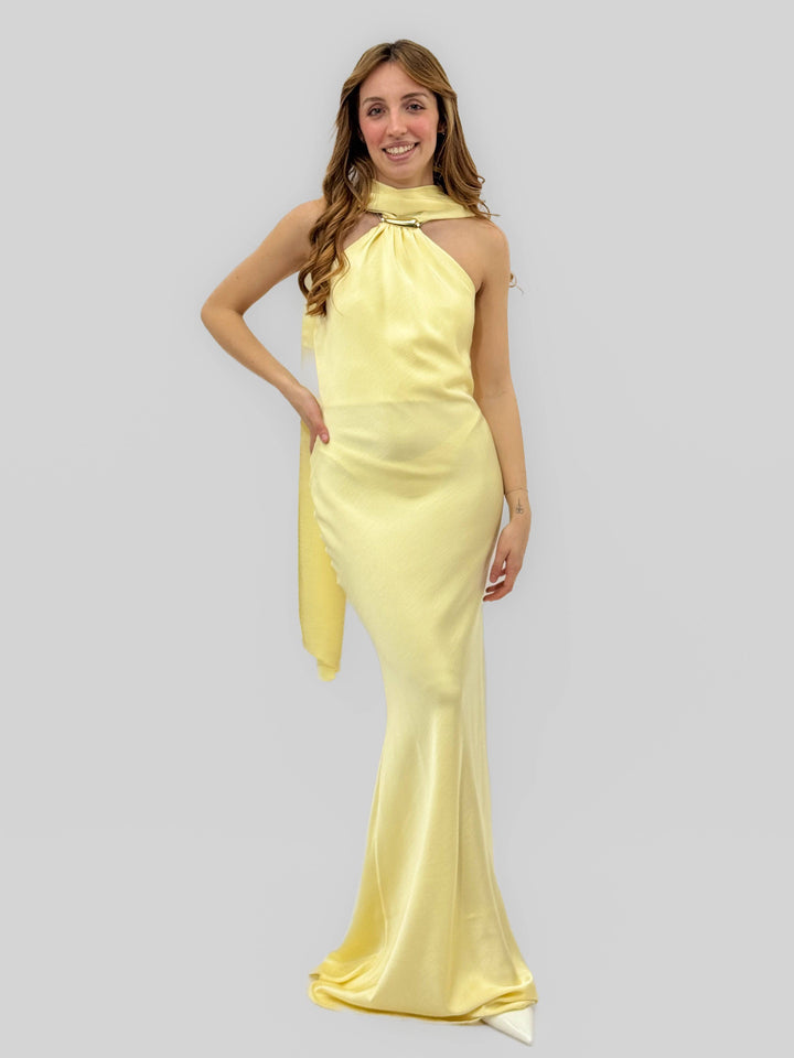Jacoba™ Emma & Rose Cape Town long dress in soft luxurious fabrics with elegant details, displayed on a model.