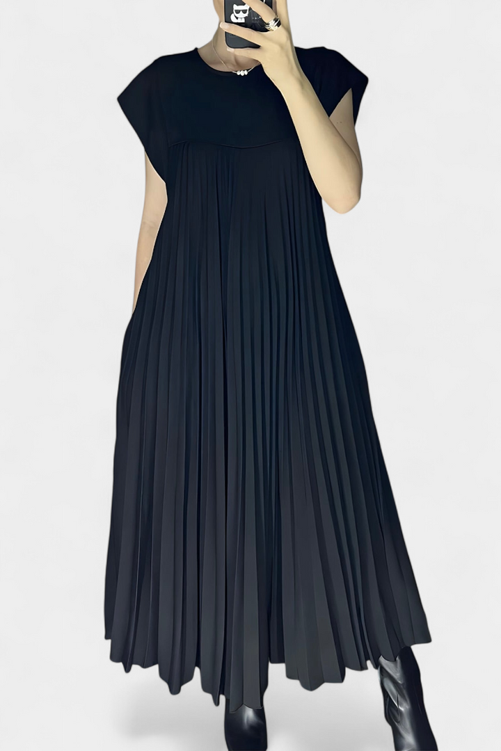 Manuela Sleeveless Dress with Pleats and High Waist, view 10 - Elena Harper