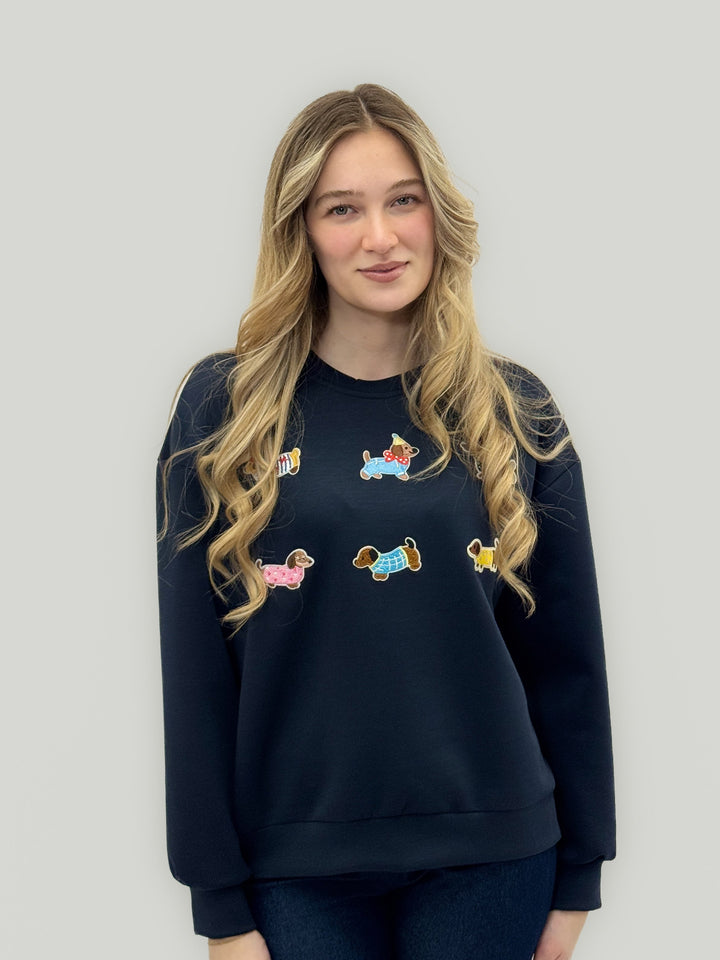 Gretchen™  |  Dachshund Patch Sweatshirt Neck