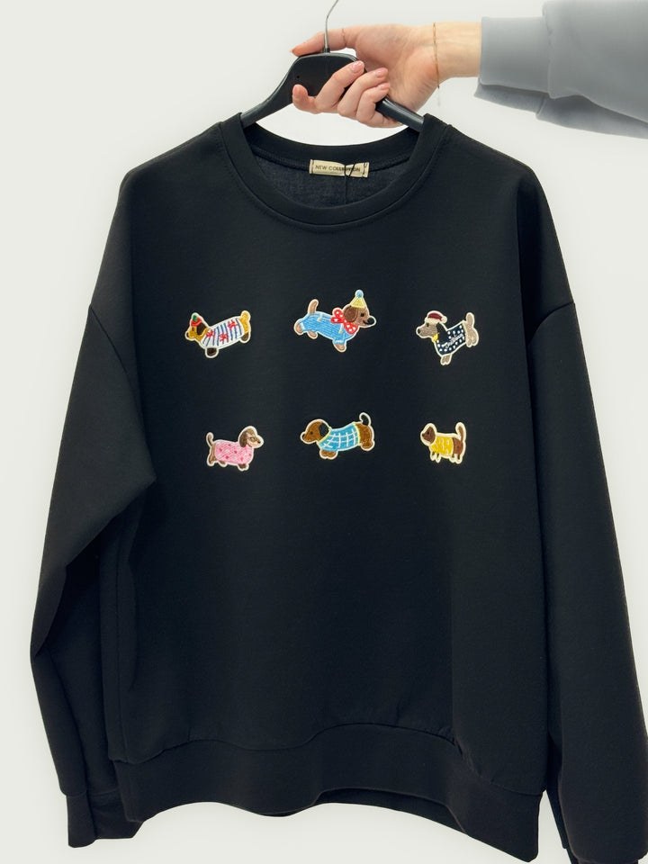 Gretchen™  |  Dachshund Patch Sweatshirt Neck