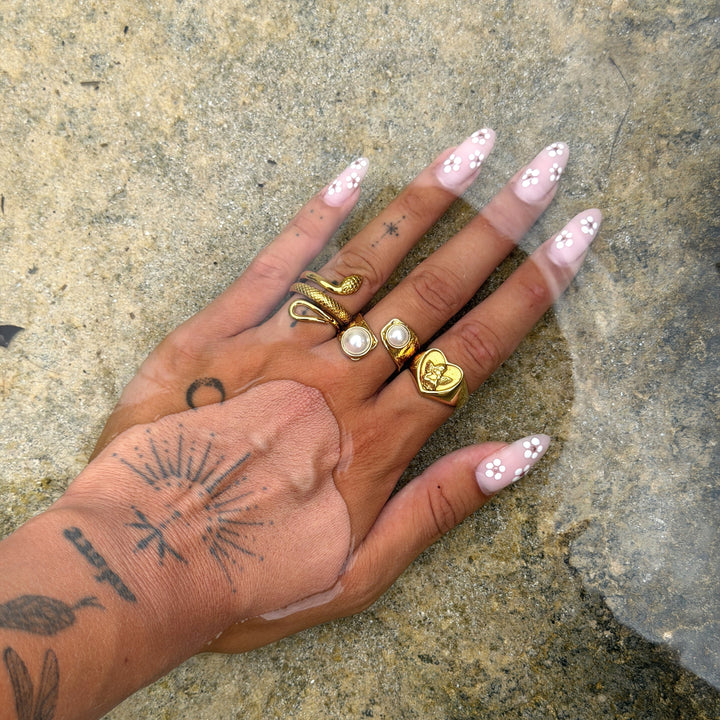 Detailed Snake Ring (Adjustable), view 5 - Elena Harper