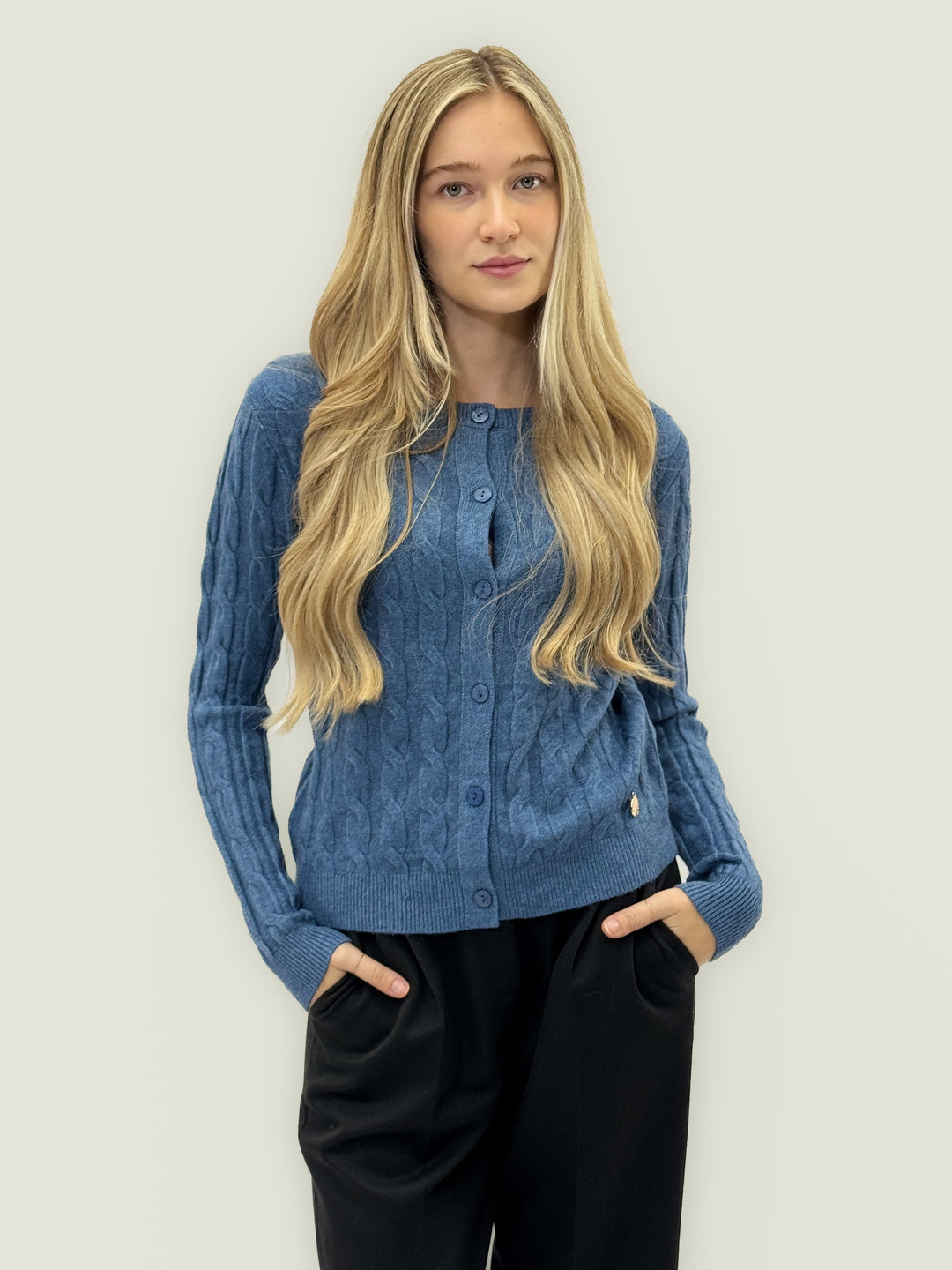 Elmarie™  |  Cable Knit Cardigan Elegance