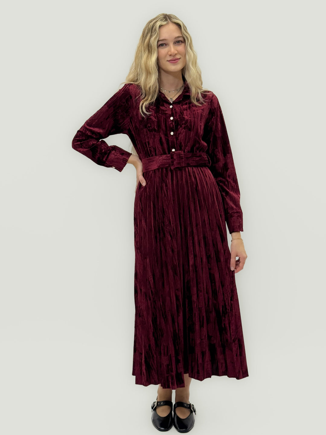Clara™  |  Plissé Velvet Dress Italy