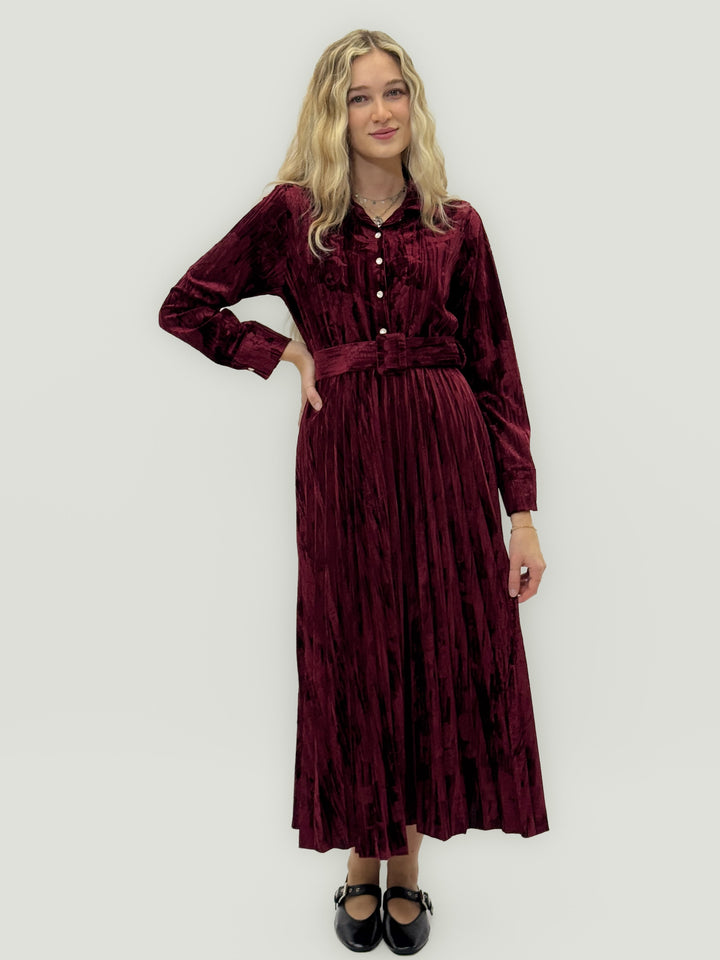 Clara™  |  Plissé Velvet Dress Italy