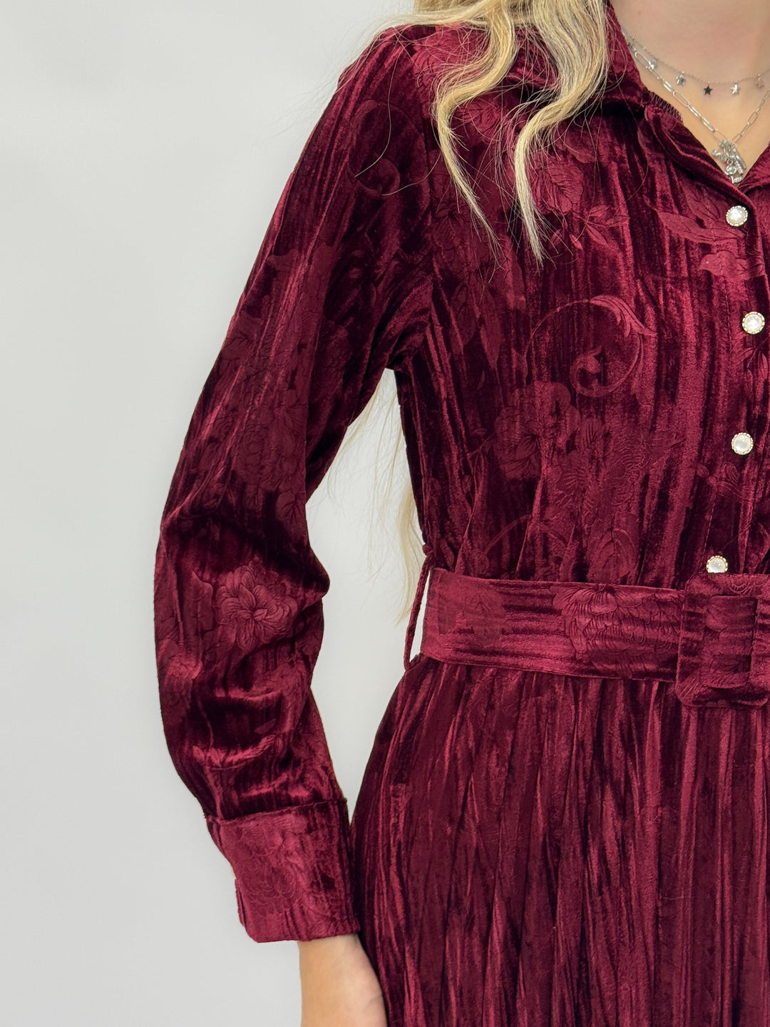 Clara™  |  Plissé Velvet Dress Italy