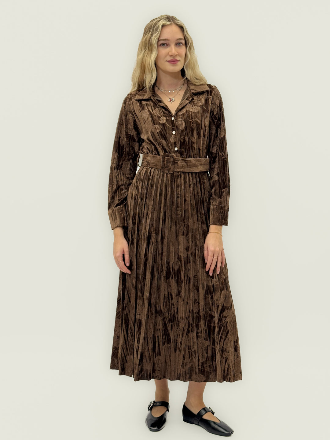 Clara™  |  Plissé Velvet Dress Italy