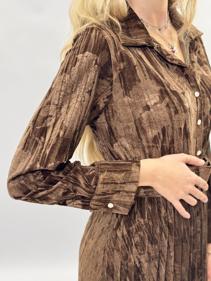 Clara™  |  Plissé Velvet Dress Italy