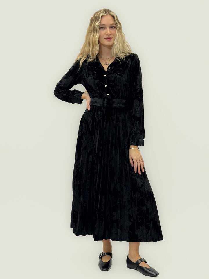 Clara™  |  Plissé Velvet Dress Italy
