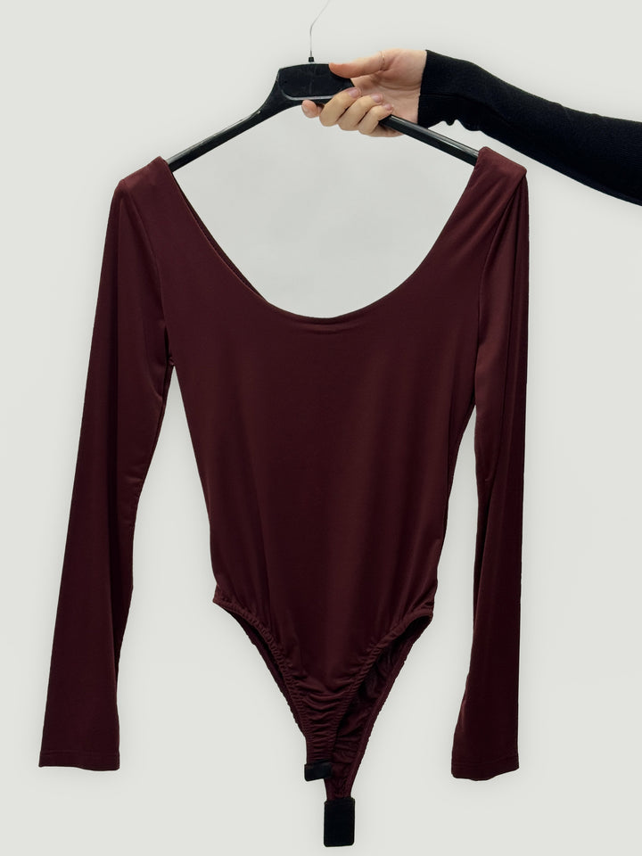 Nadine™  |  Long-sleeved Bodysuit Wide Neckline