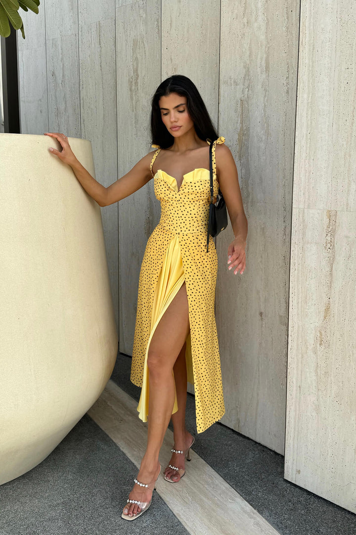 Stefania - Long Maxi Dress with V-Neck