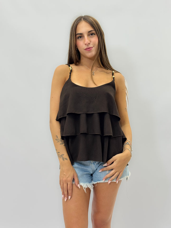Lara™  |  Sleeveless Top Ruffles