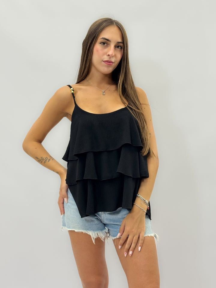 Lara™  |  Sleeveless Top Ruffles