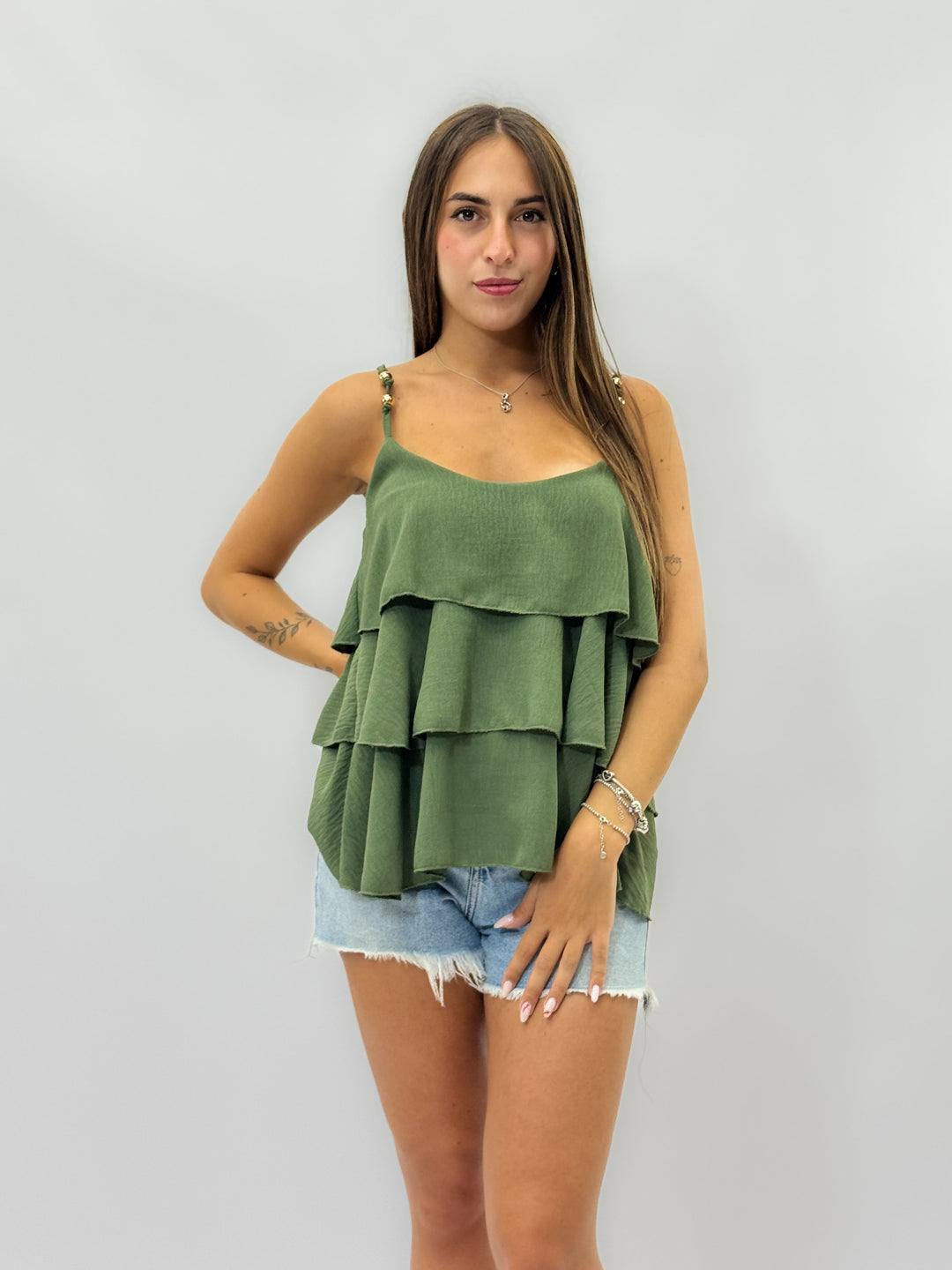 Lara™  |  Sleeveless Top Ruffles
