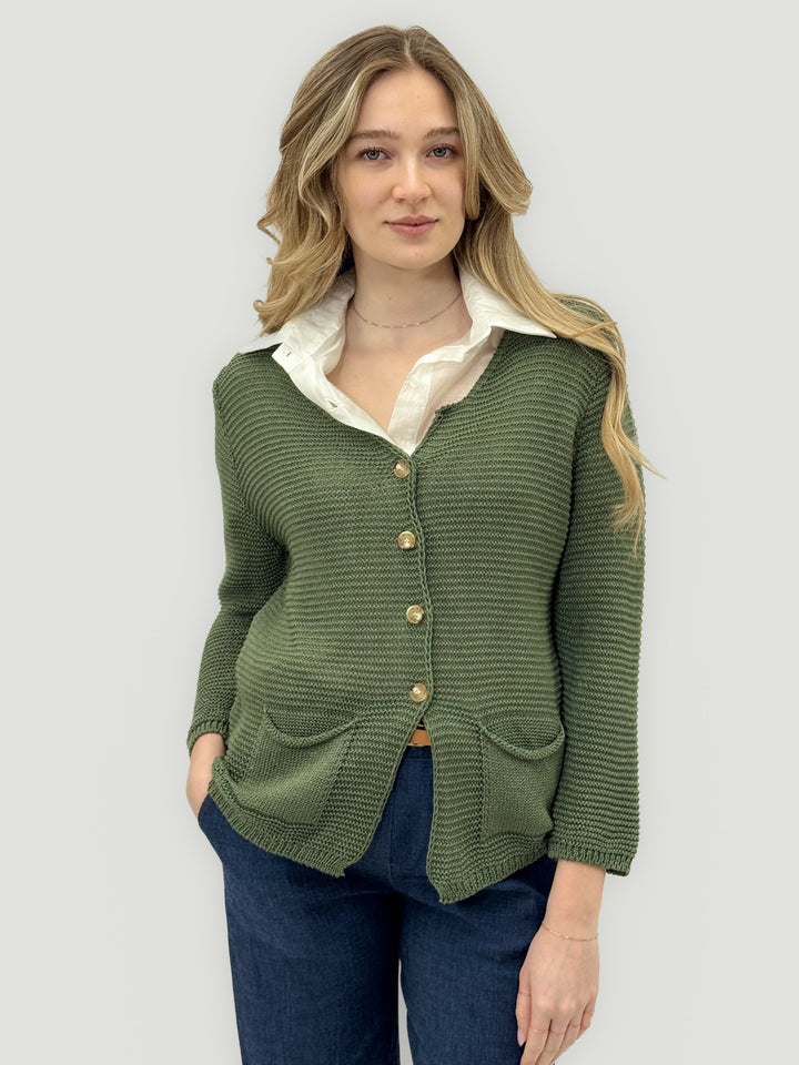 Viviane™  |  Knitted Cardigan Buttons Pockets