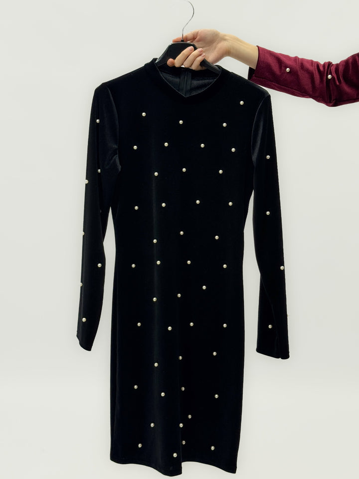 Nadia™  |  Short Velvet Dress Appliqués