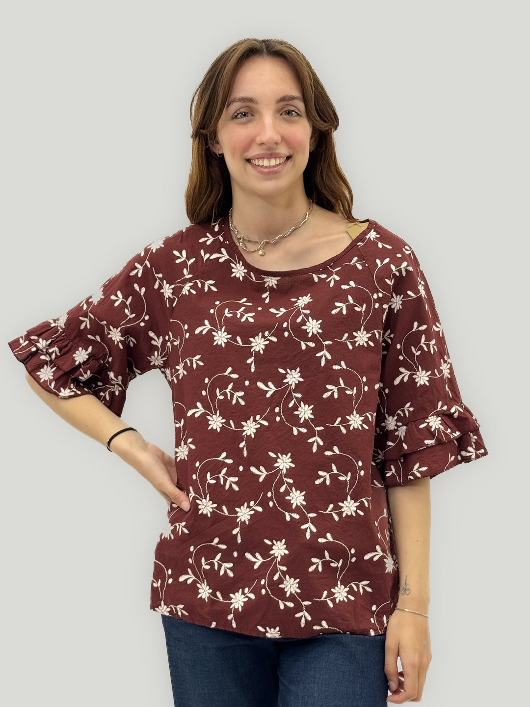 Petra™  |  Floral Blouse Ruffled Sleeves