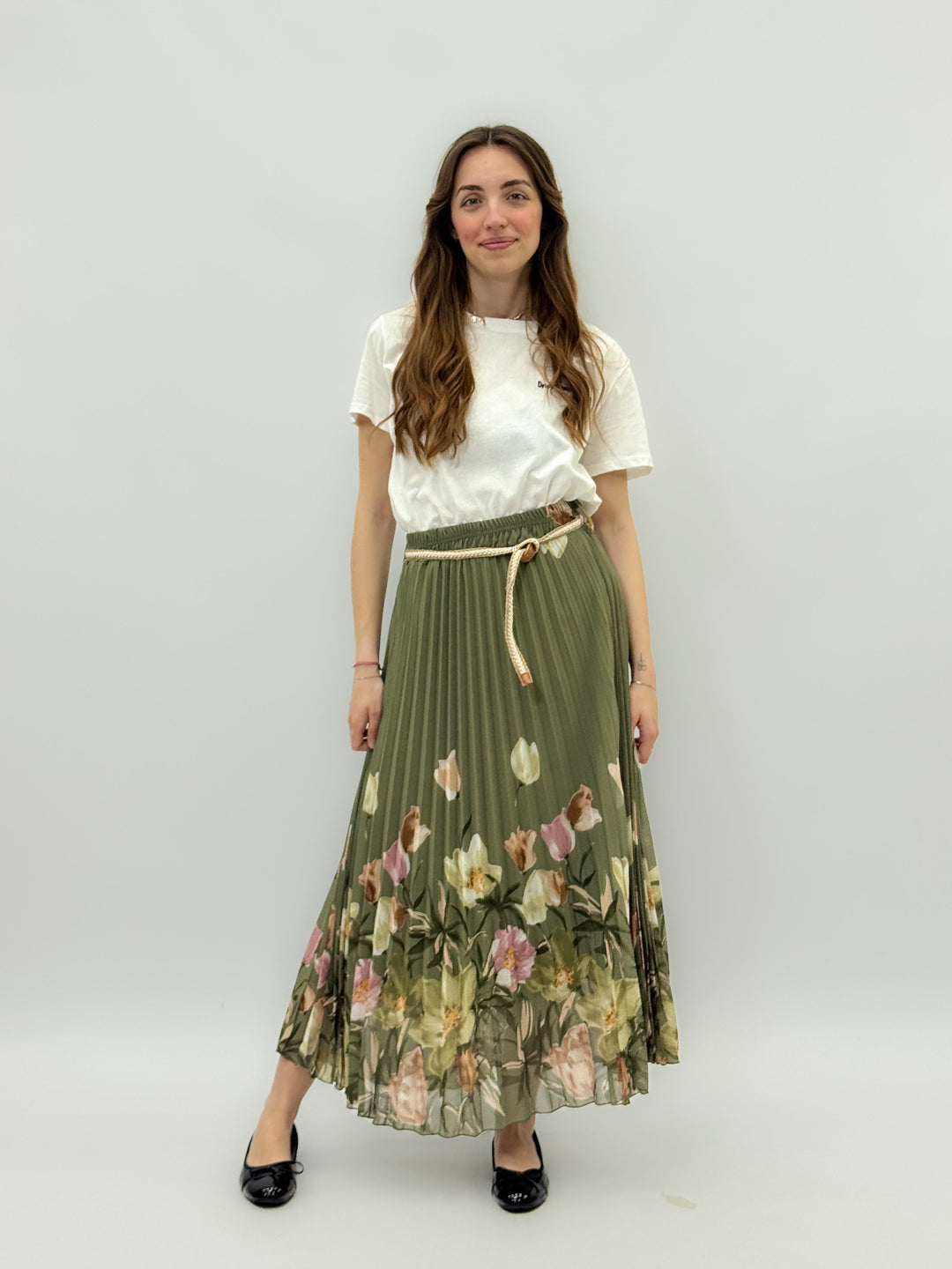 Zoë™  |  Pleated Skirt Flowers Belt