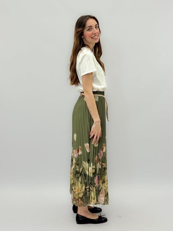 Zoë™  |  Pleated Skirt Flowers Belt