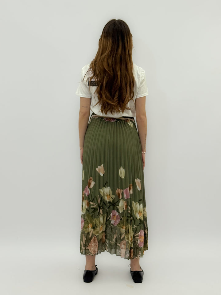 Zoë™  |  Pleated Skirt Flowers Belt