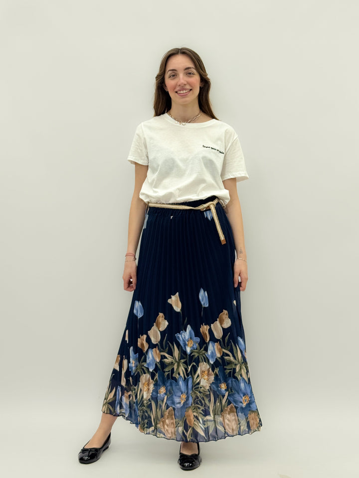 Zoë™  |  Pleated Skirt Flowers Belt