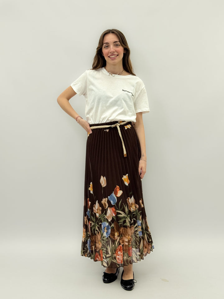 Zoë™  |  Pleated Skirt Flowers Belt