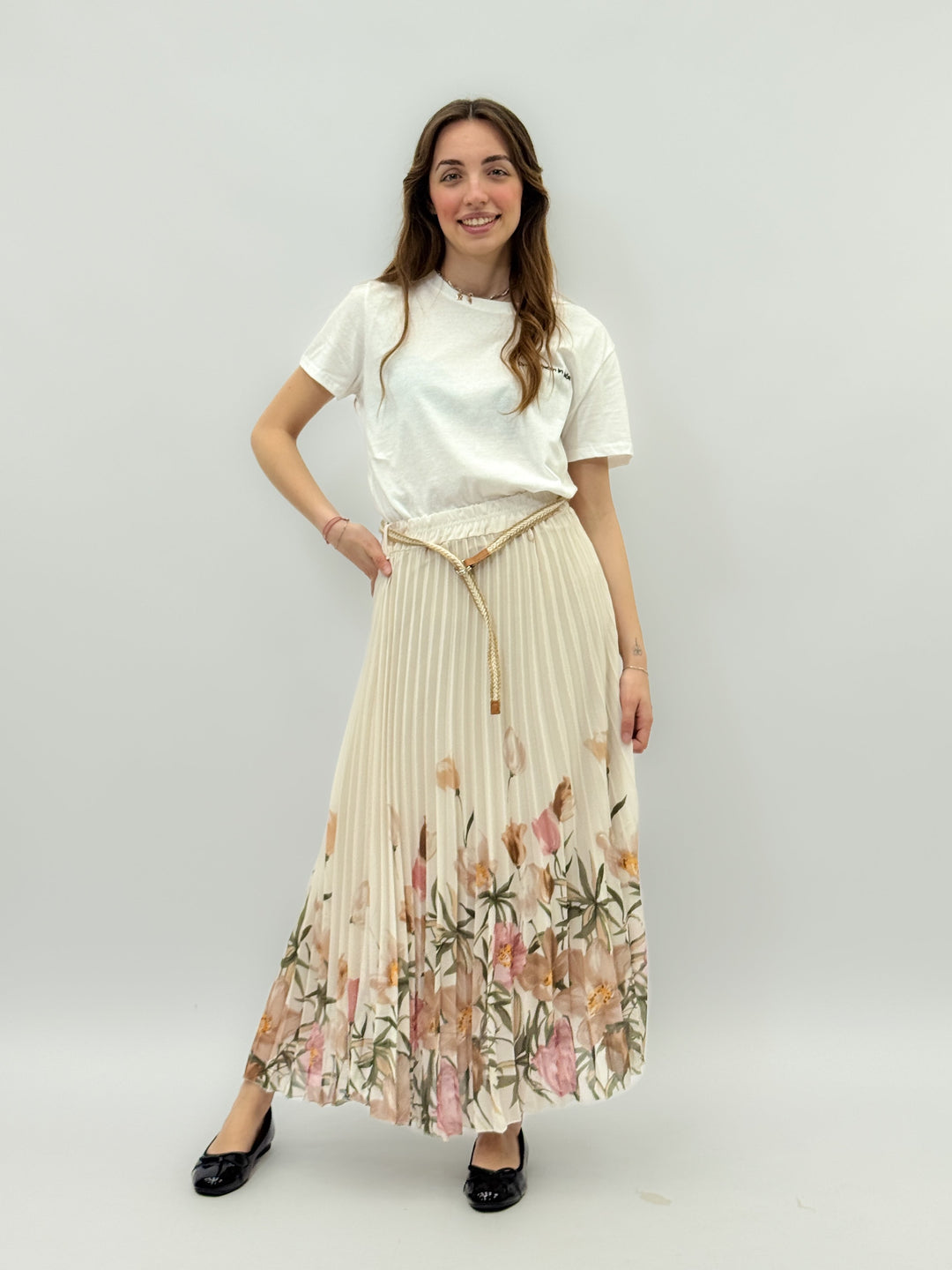 Zoë™  |  Pleated Skirt Flowers Belt