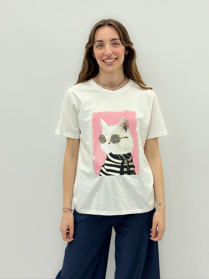 Yvette™  |  Cat Design T-shirt Glasses