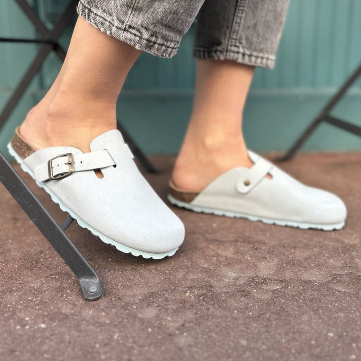 Solal – Women's Suede Mules with Comfortable Cork and Leather Sole