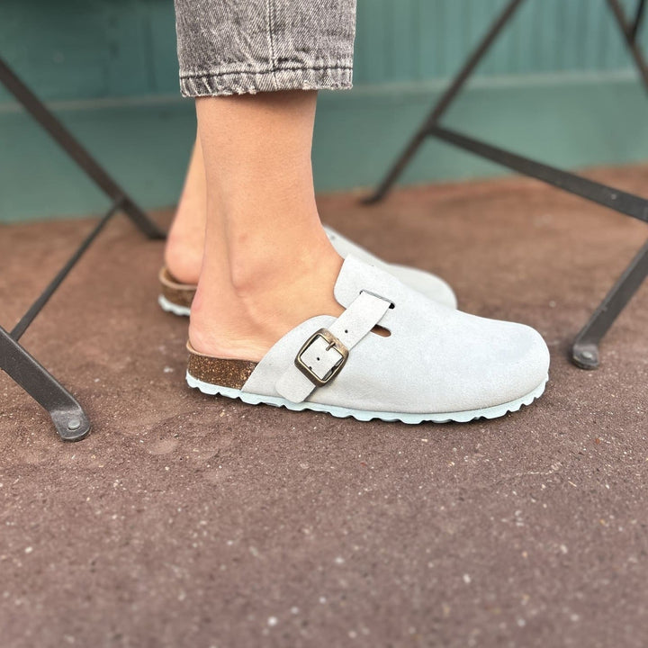 Solal – Women's Suede Mules with Comfortable Cork and Leather Sole