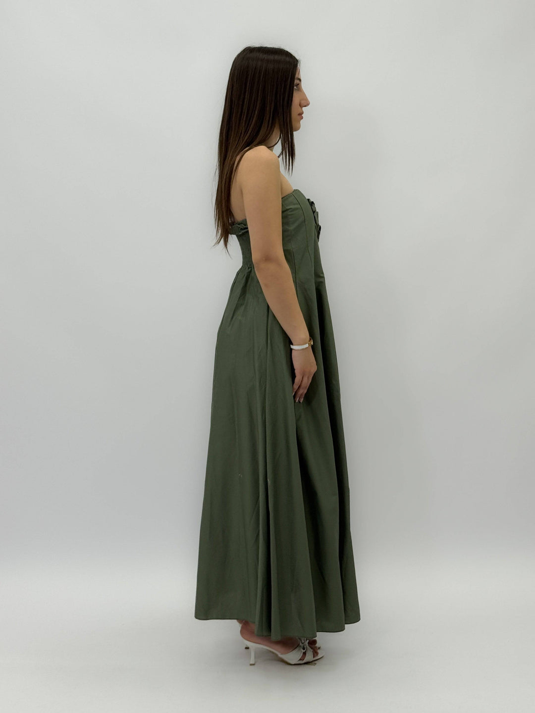 Elegant Flora™ flowing dress by Emma & Rose Cape Town, featuring lightweight fabric and intricate floral details.