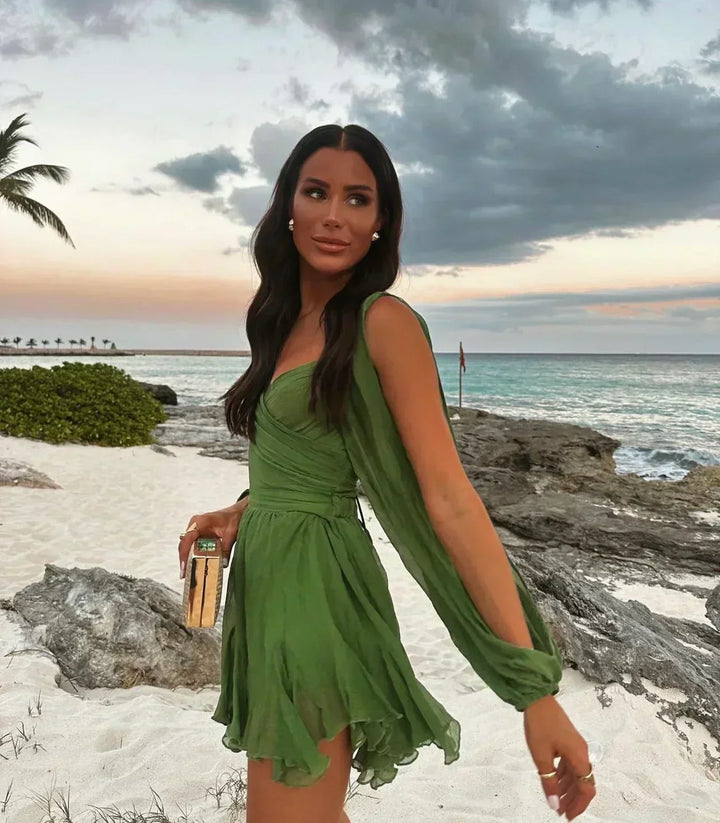 Louise Mini Dress with Elegant Sleeves, view 5 - Elena Harper